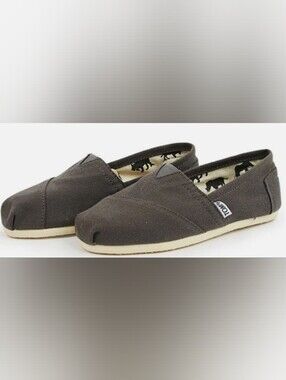 Toms Women's Dark Grey Slip On Canvas Shoes Size 6.5 NWT